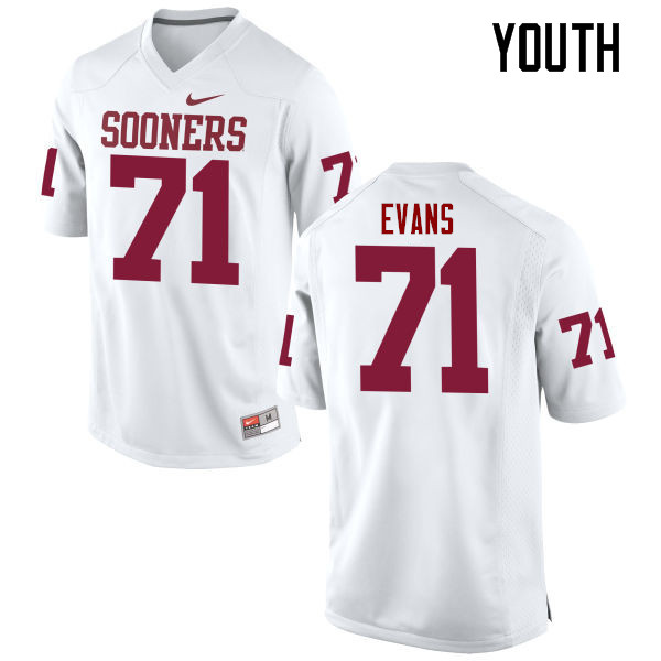 Youth Oklahoma Sooners #71 Bobby Evans College Football Jerseys Game-White